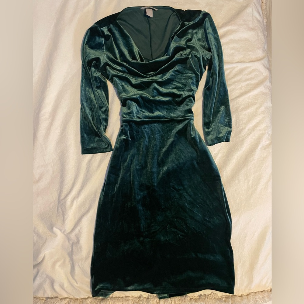 Velour Cowl Neck Dress